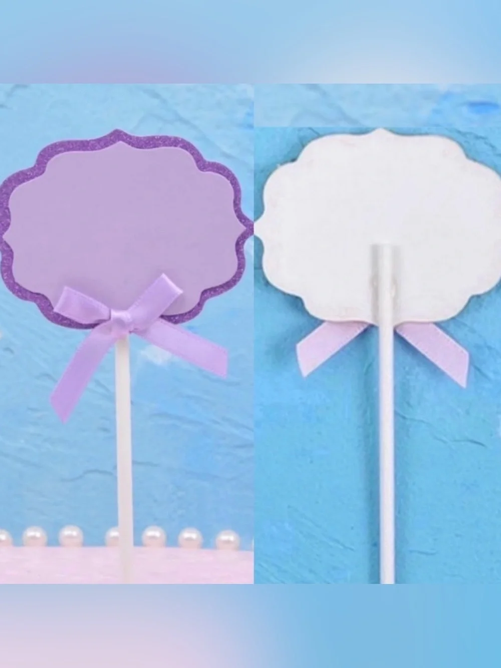 💞 New Pack of 10 Purple & Dark Purple Glitter Buffet Food Label Cupcake Toppers